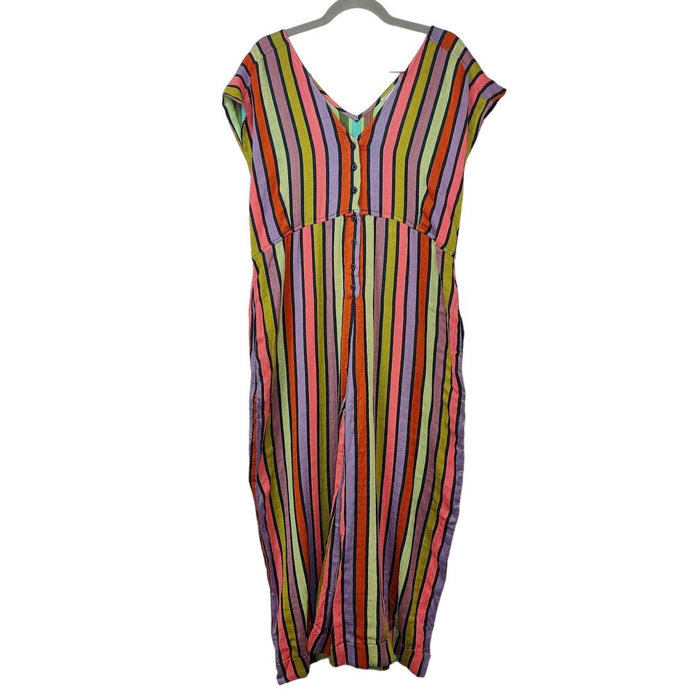 Ace & Jig Curran Jumpsuit Womens Large Multicolor Talk Cotton Kitch Boho Indie